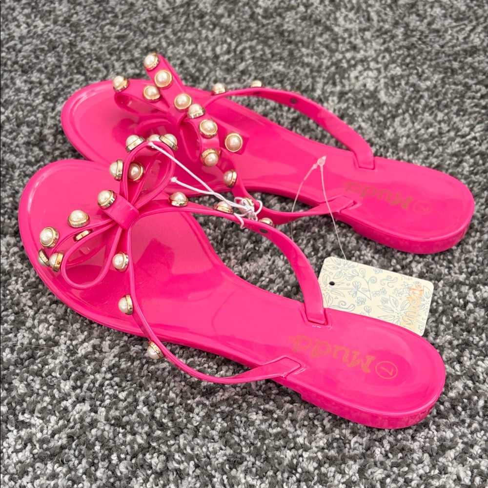 Mudd Hot Pink Studded Sandals